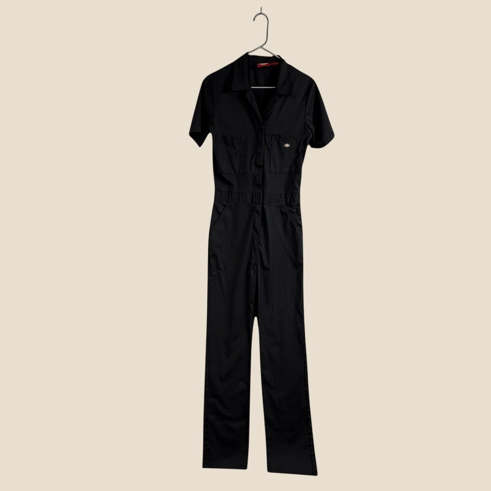 Dickies Womens Short Sleeve Utility Coverall Jumpsuit Black Small Workwear